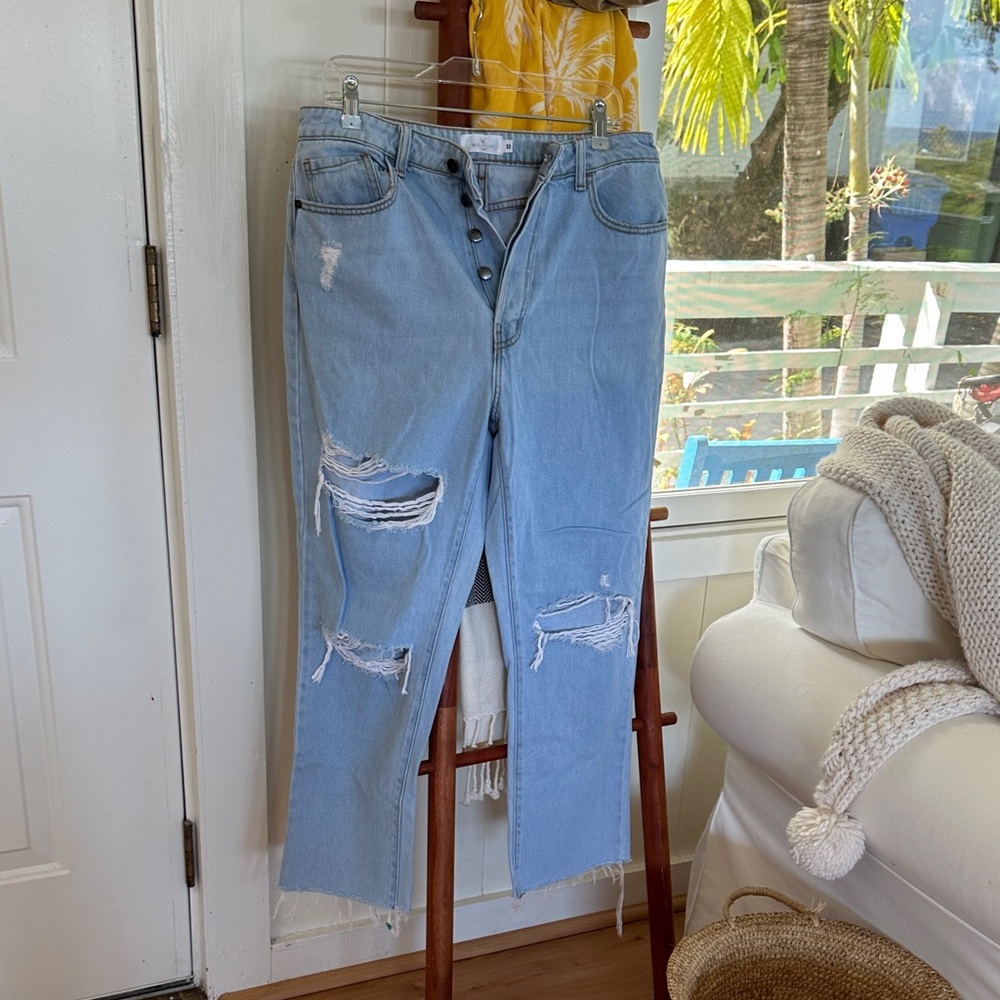Windsor Light Blue Distressed Straight Leg Jeans